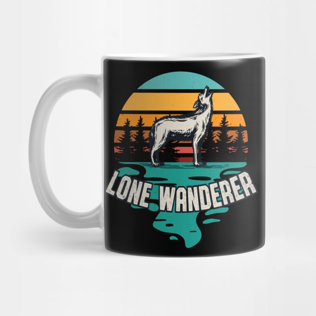 Lone Wanderer Camping Hiker Wolf Hiking by Foxxy Merch